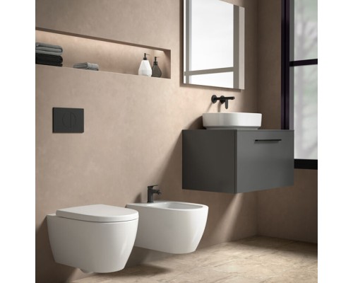 Ideal Standard Ceralife O Смеситель для раковины, настенный, излив: 18см., без донного клапана, для монтажа с A1313NU цвет: чёрный матовый. BE019XG