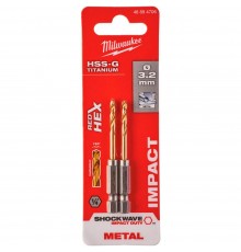 Сверло по металлу Milwaukee RedHEX HSS-G TiN 3,2мм (2шт) (706)