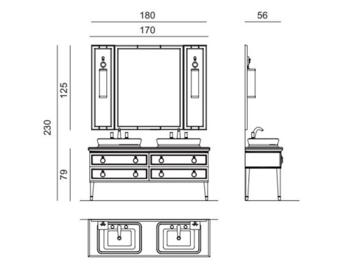 Oasis Lutetia Композиция №14 Комплект мебели напольный, 180х56хh230см, цвет: Malva/золото. Oasis Lutetia Композиция №14 Комплект мебели напольный, 180х56хh230см, цвет: Malva/золото.