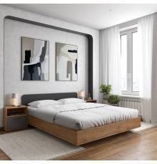 Спальный гарнитур DIWO Кострома 160x200 с прикроватными тумбами, дуб вотан, антрацит, ручка черная