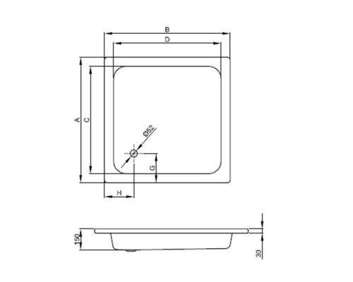 Bette Lntra Душевой поддон 80х80х15 см, квадратный, D5.2см, цвет: белый. B50-0005,  B50-3041,  5800-000