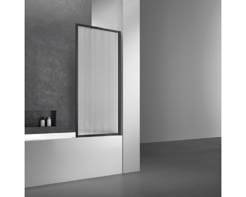 Шторка на ванну Vincea VSB-41700FLB 70 см, профиль черный, стекло рифленное