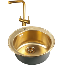 Комплект Мойка кухонная Zorg Inox Pvd SZR-510/205 Bronze + Смеситель SZR-7039 BRONZE бронза