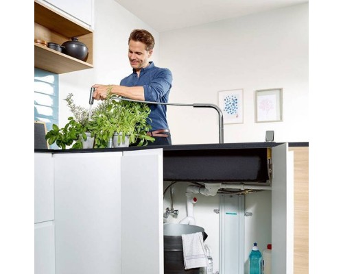 Hansgrohe Aquno Select M81 Смеситель для кухни, 1 отв., с вытяжным душем, 3jet, каскад, sBox, цвет: хром. 73831000 Hansgrohe Aquno Select M81 Смеситель для кухни, 1 отв., с вытяжным душем, 3jet, каскад, sBox, цвет: хром. 73831000