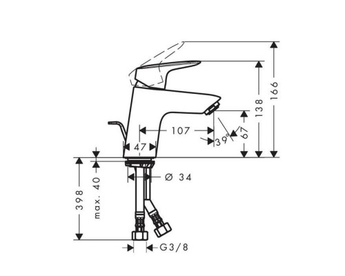 Hansgrohe Logis, Смеситель для раковины, С донным клапаном, Цвет: хром. 71070000 Hansgrohe Logis, Смеситель для раковины, С донным клапаном, Цвет: хром. 71070000