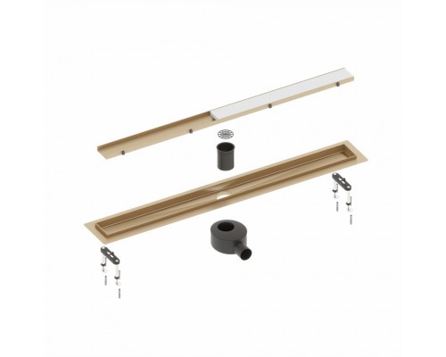 Душевой лоток TIMO Drain System 1000 с двусторонней панельюplateпод плитку, Золото матовое DS230210/17
