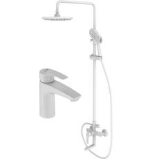 Комплект для ванной IDDIS Ray Душевая стойка IDDIS Ray RAYWT3Fi06 + Смеситель для раковины RAYWT00i01, белый
