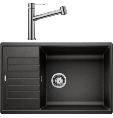 Комплект Мойка кухонная Blanco Zia XL 6S Compact 526019 черная + Смеситель Ambis-S 523119