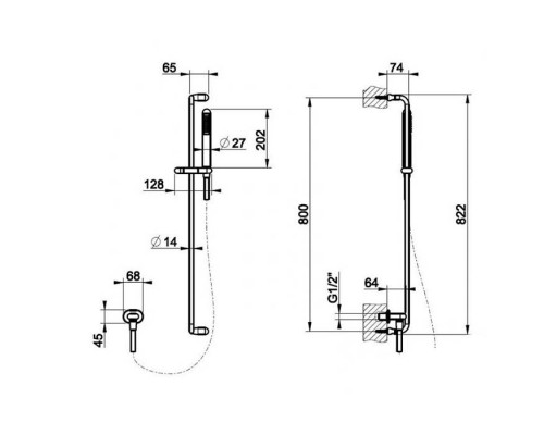 Gessi Goccia Душевая штанга с ручным душем, цвет: черный. 33645#299