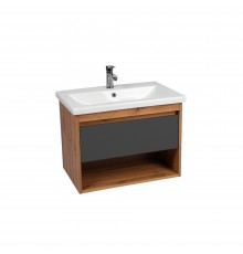 Тумба с раковиной VIANT Бостон 50 подвесная, с ящиком, дуб вотан, графит