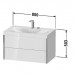 Duravit XViu Тумба подвесная 80x48x50.3см, 2 ящика, с раковиной без перелива, с 2 отв под смес, цвет: dark brushed oak/чёрный матовый. XV4615EB272P