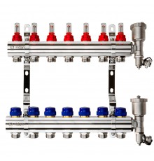 Комплект коллекторов Ридан FHF-7RF set с расходомерами, кронштейнами и воздухоотводчиками, 7 конт. 088U0727R