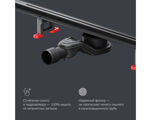 W01SC-S11-100-05BM Трап для душа линейный, универсальный затвор Slim line, 100 см W01SC-S11-100-05BM Трап для душа линейный, универсальный затвор Slim line, 100 см