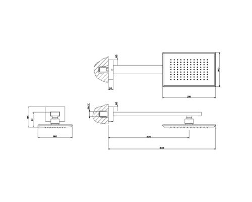 Gessi Eleganza Верхний душ для настенного крепления, цвет: хром. 46148#031