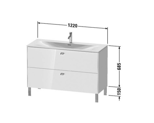 Duravit Brioso База напольная 122x47.9x68.5см с раковиной, 2 ящика, цвет: глянцевый белый. 2344120000,  BR451402222