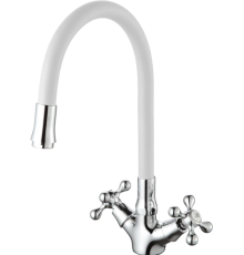 Смеситель для кухни D-lin D153810-3 с гибким изливом, белый