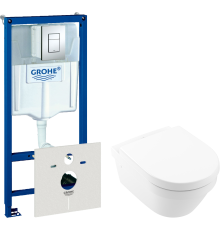 Комплект Унитаз подвесной Villeroy   Boch Architectura 4694HR01 + Инсталляция Grohe Rapid SL 38772001 3 в 1 с кнопкой смыва + Шумоизоляция 37131000