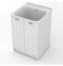 Kerasan Aquadom Комплект для постирочной 75х50см: база + раковина без отв. под смеситель +выпуск с сифоном, напольная, цвет: белый матовый. 9164k3*0