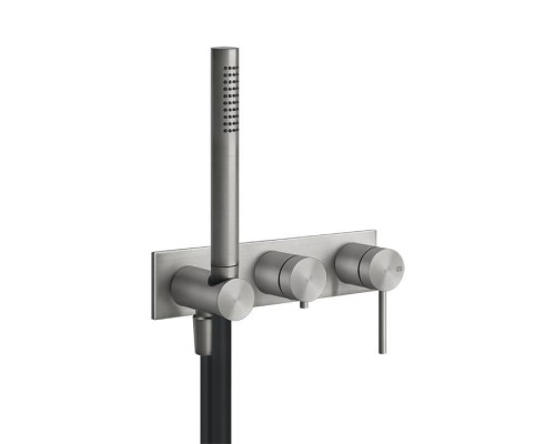 Gessi Shower316 Встраиваемый настенный смеситель для ванны, автоматический переключатель ванна-душ, держатель неподвижный, внешняя часть, цвет: шлифованная сталь. 54038#239 Gessi Shower316 Встраиваемый настенный смеситель для ванны, автоматический переключатель ванна-душ, держатель неподвижный, внешняя часть, цвет: шлифованная сталь. 54038#239