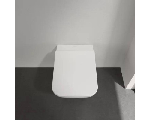 VilleroyBoch Venticello Унитаз 37.5х56х33см., подвесной, безободковый, в комплекте сиденье SlimSeat c микролифтом, CeramicPlus, цвет: альпийский белый. 4611RSR1