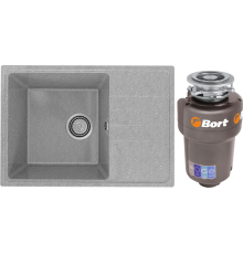 Комплект Мойка кухонная Practik PR-M 600-003 светло-серая + Измельчитель Bort Titan Max Power