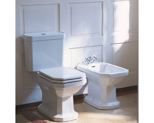 Duravit 1930 Унитаз моноблок с отдельным бачком (с механизмом слива хром), 66.5х35.5см, слив в пол, Цвет: Белый. 0227010000,  0872210082