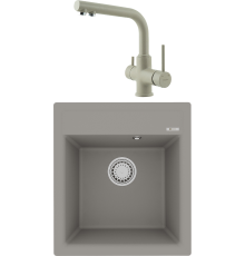 Комплект Мойка кухонная Lemark Hanka 450 9910009 грей + Смеситель Comfort LM3061PGR грей