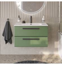 Тумба с раковиной Cezares Eco Cer-N 80, фисташковый софт, раковина Duet 80, ручки матовые черные