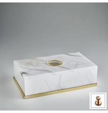 Контейнер для бумажных салфеток 3SC Baster Round настольный, 26.5 x 7.5 x 15.5 см, алебастр/Warm Brushed Bronze PVD ec687990