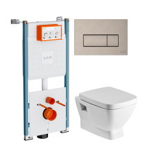 Комплект Унитаз подвесной Santek Нео 1WH302423 с микролифтом + Инсталляция VitrA V-Fix Core 732-5800-01PV + Кнопка Root Square 740-2395 никель