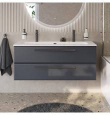 Тумба с раковиной Cezares Eco Cer-N 120, grafito, раковина Eco 120-1-2, ручки матовые черные