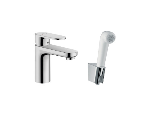 HG 71 215 000 Vernis Blend Смеситель для раковины 88 мм, с гигиеническим душем 5 л/мин, шланг 1600 м 71215000