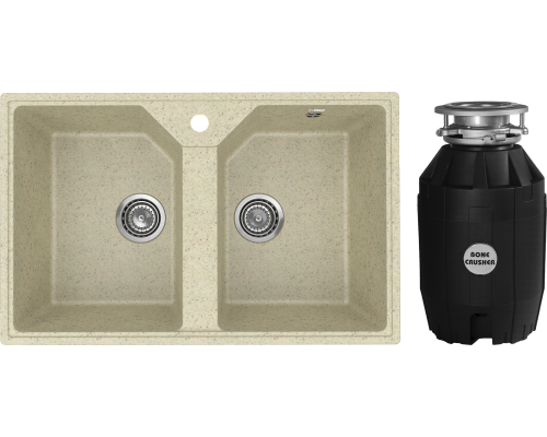 Комплект Мойка кухонная Practik PR-M 770-002 слоновая кость + Измельчитель Bone Crusher BC 810-AS