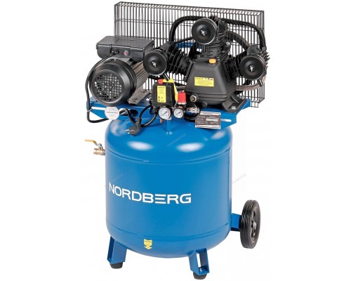 Компрессор вертикальный поршневой с ременной передачей 220В, ресив. 100л, 360л/мин NORDBERG NCEV100/