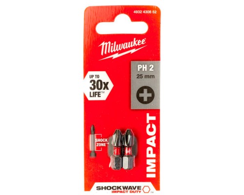 Бита Milwaukee SHOCKWAVE PH2х25 (2шт.)(852)
