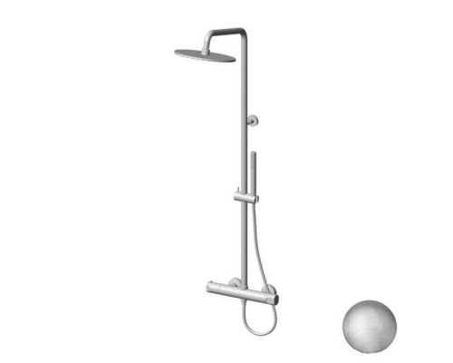 Gattoni Комплект для душа: термостатический смеситель, душевая стойка, душевая лейка 250мм, ручной душ, цвет: Nickel Spazzolato. KIT/TS60NS