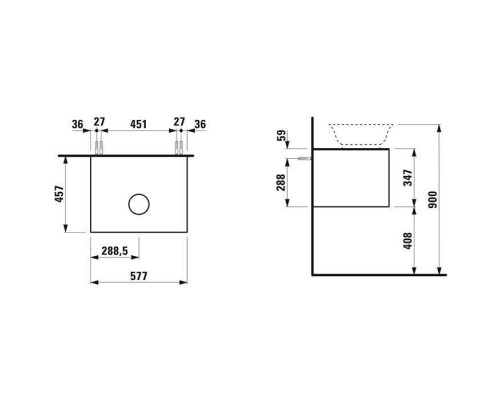 Laufen New Classic Тумба с раковиной, 57.5x45.5x34.5см, 1 ящик, подвесная, цвет: белый глянцевый. 4.0600.1.085.631.1,  8.1285.2.757.112.1