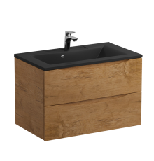Тумба с раковиной BelBagno Marino 80, подвесная, rovere nature, черная раковина