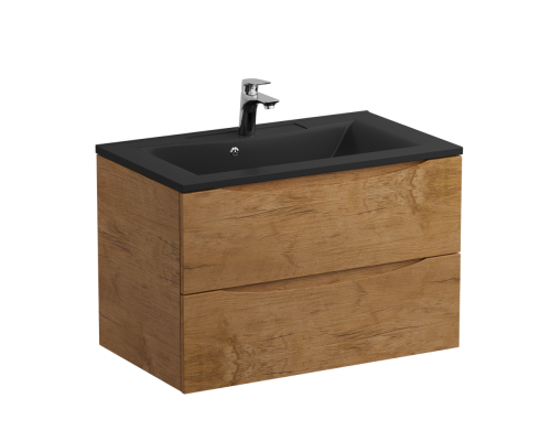 Тумба с раковиной BelBagno Marino 80, подвесная, rovere nature, черная раковина Тумба с раковиной BelBagno Marino 80, подвесная, rovere nature, черная раковина