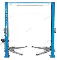 Подъемник двухстоечный 4 т, верхняя синхронизация, снятие со стопоров с одной колонны, 380 В, синий