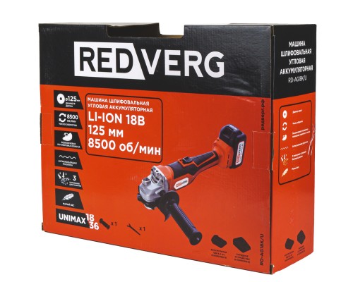 Машина шлифовальная угловая аккумуляторная REDVERG RD-AG18K/U