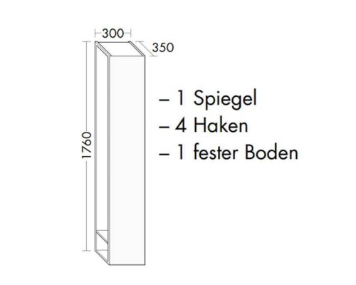 Burgbad Sys30 Шкаф 30х35х176см., подвесной, SX, 1 дверка зеркальная, цвет: белый глянцевый. SPDI030L461