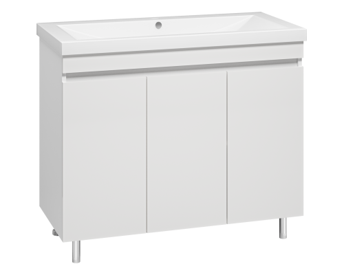 Тумба с раковиной Misty Енисей 100, напольная, 2 дверцы, белая