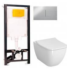 Комплект Унитаз подвесной VitrA Shift 7742B003-0075 белая глянцевая + Крышка Integra Square 810-003-009 быстросъемная, с микролифтом + Инсталляция OLI 80 ECO Sanitarblock mechanic 3 в 1 с кнопкой смыва