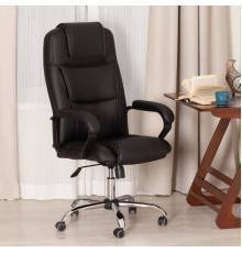 Кресло руководителя TetChair Bergamo 22, хром, кожзам черный 36-6