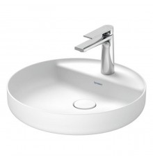 Duravit Vitrium Раковина накладная 46см., с 1 отв., круглая, из DuroCast UltraResist, без перелива, с полкой, цвет: белый матовый. 266246