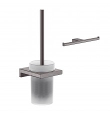 Набор Держатель Hansgrohe AddStoris 41748340 шлифованный черный хром + Ершик 41752340 шлифованный черный хром