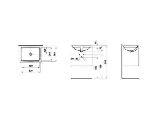 Laufen Pro S Раковина встраиваемая снизу 49x36x17см., цвет белый. 8.1196.1.000.109.1 Laufen Pro S Раковина встраиваемая снизу 49x36x17см., цвет белый. 8.1196.1.000.109.1