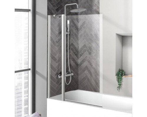 Шторка на ванну BelBagno Uno V-11-100/150-C-Cr стекло прозрачное