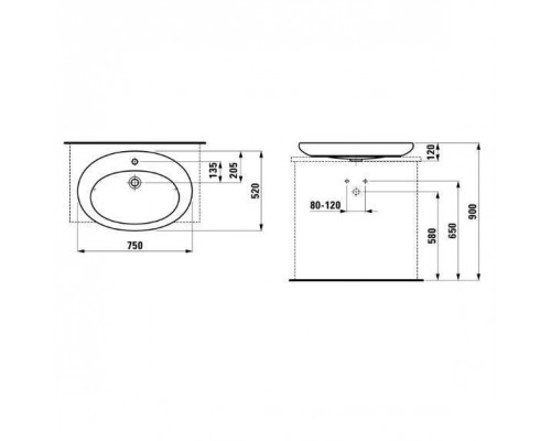 Laufen Alessi One Раковина-чаша 75х52х9 см, 1 отв., покрытие LLC, цвет: белый. 8.1897.2.400.104.1